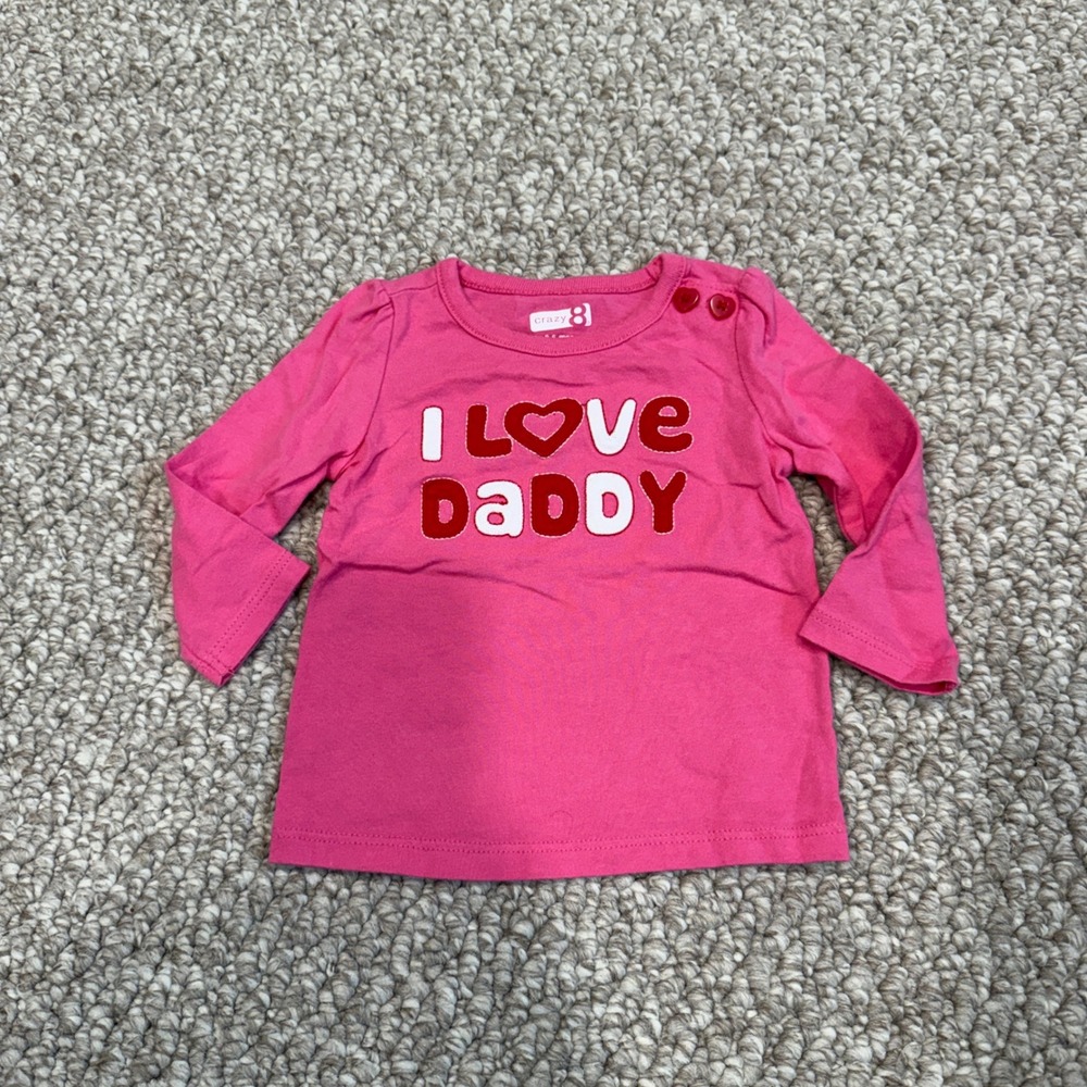 Crazy 8 Baby Girls Pink I Love Daddy Long Sleeve Graphic Tee Size‎ 3-6 Months